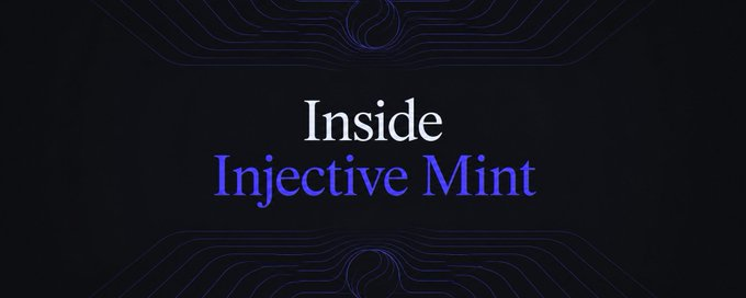 A dark-themed graphic with text reading 'Inside Injective Mint' in white and blue lettering.