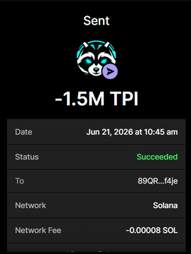 The image shows a screenshot of an electronic device, possibly a phone or tablet screen displaying information related to a transaction. The screen features a message with the word "Success" written beneath two icons – one that represents a raccoon and another with a robot head. The content indicates that 1.5 million dollars have been transferred from the Bitcoin wallet in Solana to the Bitcoin address. Additionally, there are details about the transaction going through, such as the email addresses of people involved in the process and the status of the transfer. In summary, this screen displays an electronic device with important information regarding a Bitcoin transaction.
