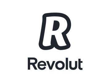 The black and white logo for the financial app "Revolut" featuring a stylized, bold letter "R" above the company name.