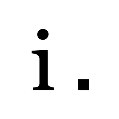 A simple black lowercase letter 'i.' on a white background.