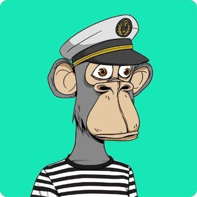 A cartoon illustration of a monkey wearing a black and white striped shirt and a white sailor hat with a gold anchor emblem, set against a teal background.
