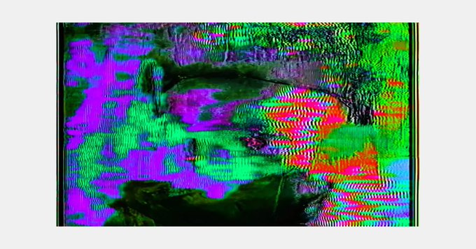 A distorted, glitch-style digital artwork featuring abstract neon green, purple, red, and orange waves with scanline effects serves as the visual piece titled "𝔪𝔲𝔫𝔰𝔱𝔢𝔯" by @djkero, currently up for auction on networked.art with an opening bid of $12.