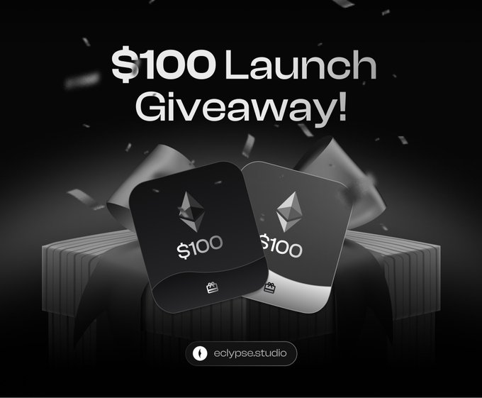 iced coffee with a $1 bill and a gift card for $100 on top, accompanied by the text "100 LAUNCH GIVEAWAY!"