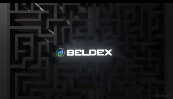 A digital graphic featuring the 'BELDEX' logo in white text with a green and blue icon, set against a dark, maze-like background pattern.