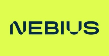 The image features a logo for a company named nebius. The logo consists of the word "nebius" written in black text against a yellow background, with the company name displayed below it. Below the main logo, there are several other companies listed on the post, including @CoreWeave, @nebiusai, @AsteraLabs and @RocketLab. The post also mentions that the Nasdaq-100 is joining the company on Monday.