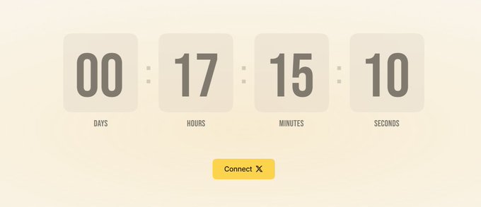 A digital countdown timer displaying 00 days, 17 hours, 15 minutes, and 10 seconds, with a yellow 'Connect X' button below.
