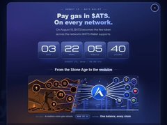 A promotional banner for the Lightning Network featuring a countdown timer at 03:22:05:40 with the text 'Pay gas in SATS. On every network.' and 'From the Stone Age to the modules'.