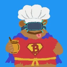 The image features a cartoon bear wearing a chef's hat, cape, and a red shirt with "B" written on it. The bear appears to be holding a cup of coffee or tea, suggesting that they are enjoying a beverage while wearing their chef's outfit. In the background, there is text that reads "The Phase 2 airdrop has landed! 200 PFPs have been distributed to GRIZZY holders. You may have received a new GRIZZY." This indicates that the bear might be participating in an online auction or promotion for a virtual reality game called "The Phase 2 airdrop," which involves collecting virtual items like rare coins, virtual currency, and other digital assets. The image also includes a reference to the post where it says "Focus on what is in the image and how it relates to the post."