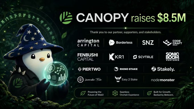 Canopy raises $8.5M from partners including Arrington Capital, Borderless, SNZ, CodeCraft, Fenbushi Capital, KR1, SCV.Finance, Sonic Boom Ventures, PierTwo, Rhino Stake, StakeLy, Lavender.Five, Easy 2 Stake, and node monster. The image's funding announcement with its Web3-building tagline ("Powering the Future of Web3") and taglines about "Onchain Experience" and "Built for Growth, Backed by Believers" ties into the post's concern about the bet on AI-human collaboration frameworks, as Canopy's fundraising signals significant capital flowing into the onchain development space that the post suggests is pivoting toward AI-assisted code generation.