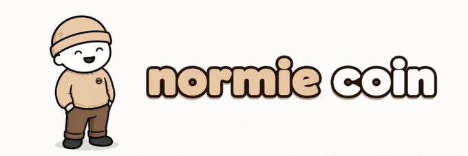 A cheerful cartoon mascot wearing a beanie and brown outfit stands beside the bold text "normie coin," visually introducing the $NORMIE Solana token being promoted in the post. The simple, friendly branding reflects the "normie-friendly" appeal aimed at drawing in everyday crypto users before broader attention arrives.