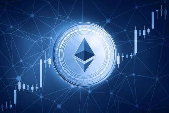 The image features a blue coin with an ethernet symbol, which is a type of cryptocurrency. The coin has a white border and a silver center, giving it a modern and sleek appearance. The background of the image is a dark blue color, providing a stark contrast that makes the coin stand out. The text "ETH ESTE MORT. Gata ADIO!" is written in white at the bottom right corner of the image. This message seems to be related to the post about cryptocurrency, as it mentions ethernet and mentions Bitcoin.