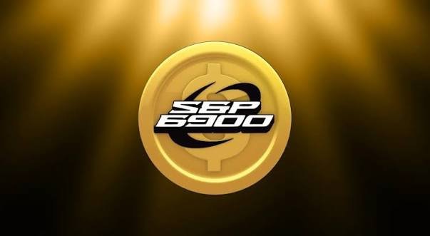 A golden coin logo with 'SSP 6900' text displayed against a dark background with spotlight effects.
