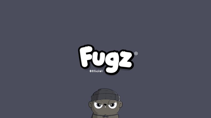 The image features the "Fugz Official" logo on a dark gray background, with a cartoon ninja character peeking up from the bottom. The branding aligns with the post celebrating Fugz's recent partnerships, new collector tools, and consistent weekly handmade art releases.