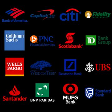 The image displays a grid of 21 major bank logos, including Bank of America, Capital One, Citi, Fidelity, Goldman Sachs, PNC, Scotiabank, TD Bank Group, Wells Fargo, WisdomTree, Deutsche Bank, UBS, Santander, BNP Paribas, MUFG Bank, and Standard Bank, among others. The collage visually represents the coalition of financial institutions joining forces to launch a dollar-backed stablecoin in the first half of 2027, highlighting the broad industry participation behind the initiative.