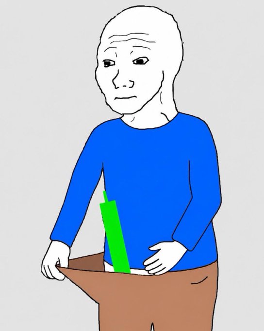 The image features a cartoon man wearing a blue shirt, holding his pants up with one leg while pointing at a green object that appears to be a gun. The caption of the image reads "This exactly $WOJAK on ETH is about to kickstart the greatest run for memecos in history". This suggests that there might have been an event or situation related to the green object, possibly involving money or investments, which has caused a significant increase in value and attracted attention.