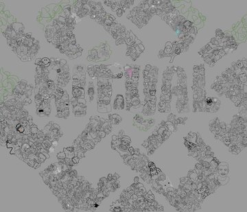 Gray background with the words 'NEUTRAL CITIZENS' filled with various sketchy character faces and doodles.