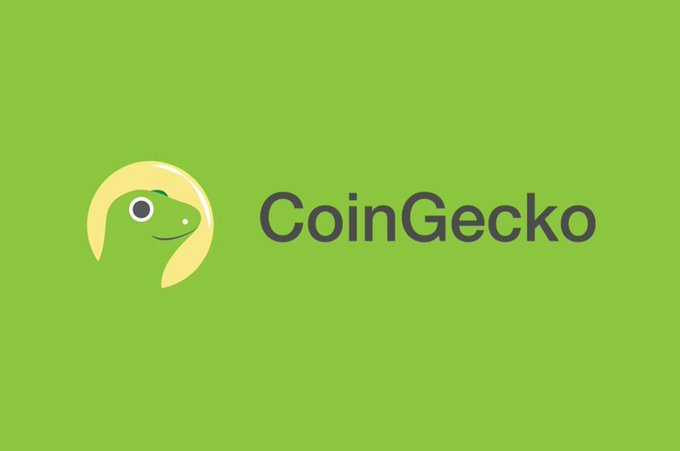 The CoinGecko logo displayed on a green background, featuring a stylized gecko illustration next to the company name.
