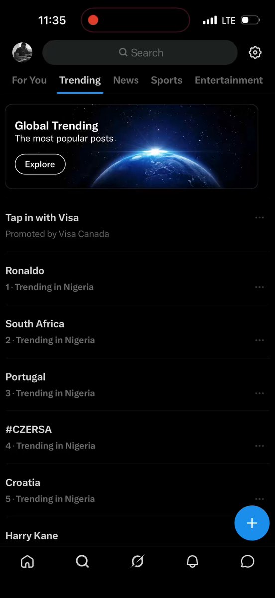 The image shows a phone screen with a social media app open that displays a list of countries along with their respective hashtags. The main focus of the image is an advertisement for a product, which includes a photo of a planet or globe. The caption on the image reads "Focus on what is in the image and how it relates to the post."