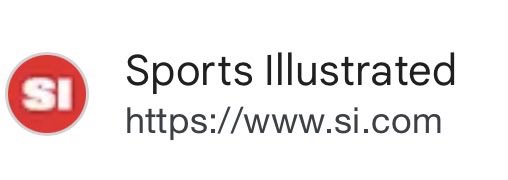 The image shows the Sports Illustrated logo (a red circle with white "SI" lettering) alongside the publication's name and its website URL, https://www.si.com. The image directly relates to the post by highlighting the official web address of Sports Illustrated, supporting the claim about the value of the ".si" domain.
