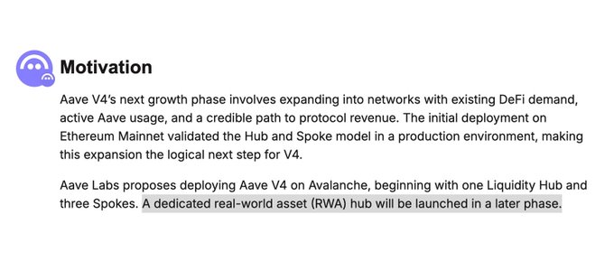 A text excerpt titled 'Motivation' discussing Aave V4's proposal to deploy on Avalanche and the Hub and Spoke model.