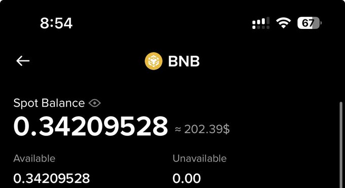 The image shows a screenshot of a cell phone screen displaying information about a spot balance payment for Bitcoin. The text on the screen reads "Binance Spot Balance", indicating that someone has made a payment using Bitcoin. The amount paid was $0.3324, and the remaining balance is now $0.23. The post also mentions an available spot balance of 0.3, which means there are still some Bitcoins left to be paid off.