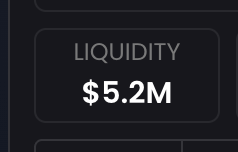 The image displays a dark-themed dashboard widget showing "LIQUIDITY" labeled at $5.2M, which visually supports the post's claim by highlighting the substantial liquidity pool backing the $CASHCAT token on Robinhood Chain.
