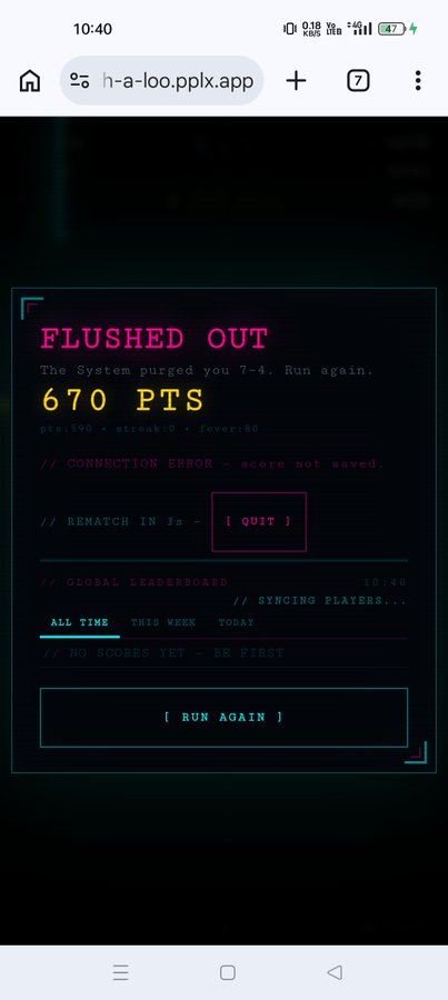The image shows a phone screen displaying a leaderboard from a game, with the text "Flushed Out!" and "670 PTS". The leaderboard indicates that there are currently 673 players participating in the game. The post also mentions that the leaderboard will launch soon, which suggests that it is related to a new update or feature of the game.