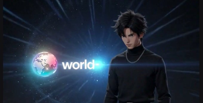 A digital avatar of a young man stands beside a glowing globe graphic with the word "world," visually reinforcing the message that Solana dominates the crypto world.