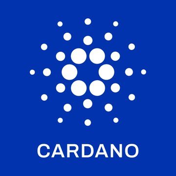 The image displays the Cardano logo—white dots arranged in a geometric pattern on a solid blue background—with the word "CARDANO" written in white text below. It relates to the post by representing the $ADA cryptocurrency brand being discussed as it moves toward the $0.30 price target.