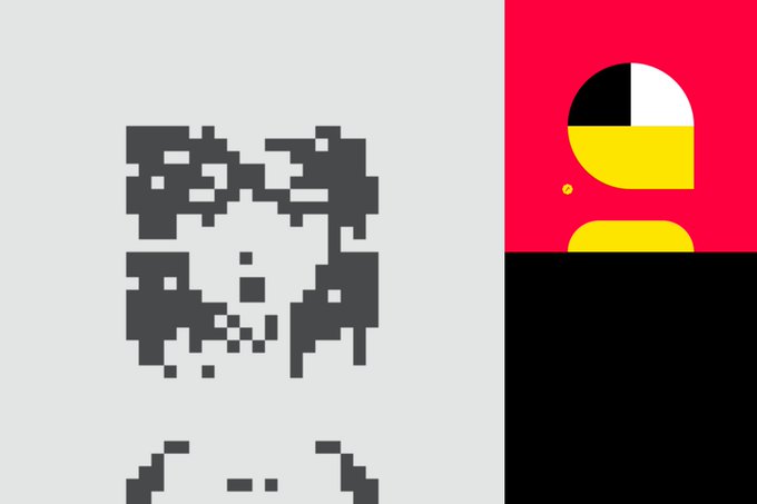 The image features a post that shows three square images displayed side by side, one of which has a person wearing sunglasses visible within its frame. The squares appear to be related to someone's face or head design, possibly resembling a pixel art representation. However, there is no actual person in the scene, and the focus on what is in the image suggests it may be more related to a post featuring some images than a real-life situation involving people.