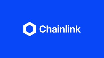 The Chainlink logo displayed on a solid blue background.