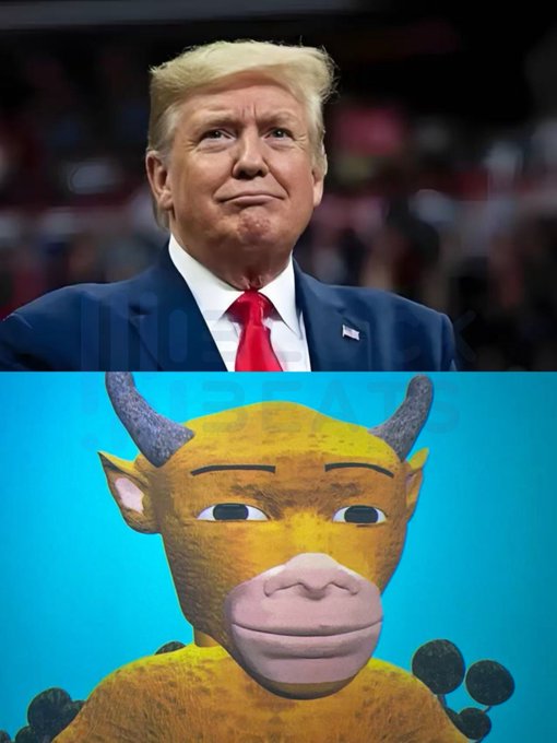 This image juxtaposes Donald Trump with a cartoon bull, suggesting a connection to recent meetings with financial regulators and crypto executives. The text in the image is a watermark which is not legible.