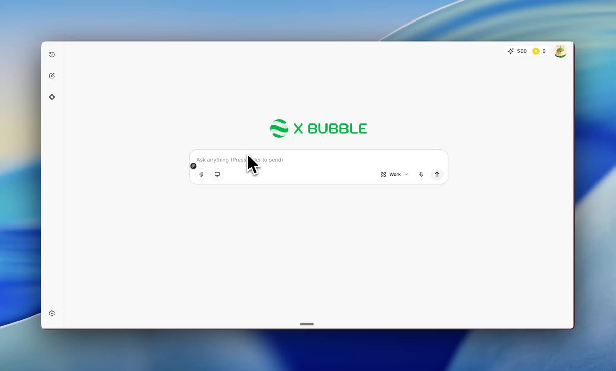The image shows a computer screen displaying a search bar with the word "xBubble" written above it, along with an arrow pointing towards it. The text below the arrow reads "This is really clean by @xBubble_ai I ask it about $AAVE like i would ask ChatGPT. Instead of a generic answer, it gives me a ticker-aware research report: - thesis - risks - catalysts - valuation context - sources". The image also contains the words "chatgpt" and "ticker-aware", which are likely related to the search bar or the post itself.