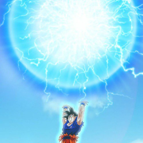 The image shows the anime character Goku from Dragon Ball performing his iconic Spirit Bomb technique, summoning a massive ball of crackling blue and white energy above him. This perfectly complements the post's request for everyone to "lend me your token," as the Spirit Bomb famously requires the collective energy of many people's support to become powerful enough for Goku to defeat his enemies.