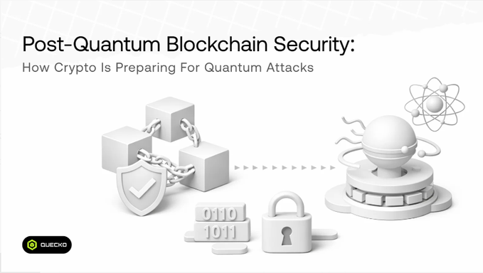 The image shows a white background with black text that reads "Post Quantum Blockchain Security: How Crypto is Preparing for Quantum Attacks" followed by an explanation of how Arch Network's hybrid post-quantum vaults work, which are designed to protect Bitcoin from potential quantum attacks without requiring users to change their behavior or move assets.