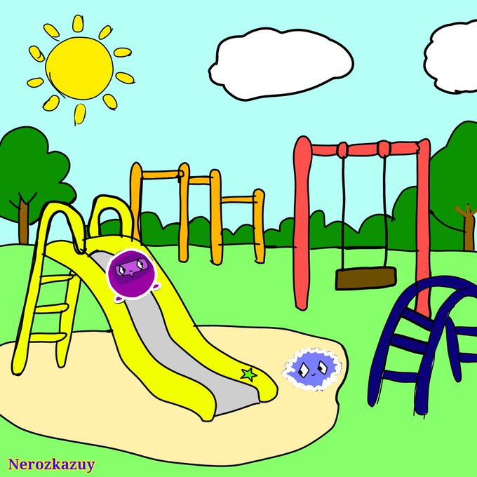 The image features a cartoon park scene with a slide, swing set, and monkey bars. The monkey bars are located near the top of the slide, while the swing set is situated towards the right side of the image. A blue ball can be seen on the ground in front of the monkey bars, adding to the playful atmosphere of the park.

The post about the cartoon park scene includes a link to the Dlicom app and a description of its features. The image also contains text that reads "While some are rocking on old platforms, others are already exploring new worlds with Dlicom Private messages Web3 browser Self-protected wallet Next-generation social platform Join the community - @DlicomApp".