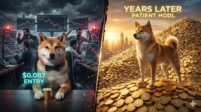 The image shows two scenarios with dogs, one involving a pet dog sitting at a desk, another showing an online scene where people buying Bitcoin seem confused or uncertain about whether they should do the same thing shown on the image. The first dog scenario represents a normal event in everyday life while the second depicts the fear and confusion some people may experience when faced with unfamiliar situations like investing in cryptocurrencies.