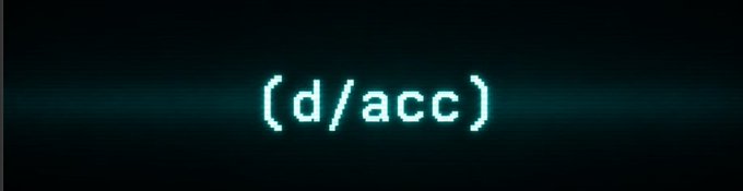 Minimalist dark graphic displaying the text '(d/acc)' in glowing green pixelated letters.