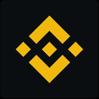 The Binance logo, a yellow diamond-shaped geometric design, displayed on a black background.