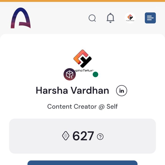 A profile page on the Arcade platform shows "Harsha Vardhan" identified as a "Content Creator @ Self" with 627 Arc House points, likely shared as proof of earning the Arc Architects role mentioned in the post ahead of the Arc mainnet launch in 21 days.