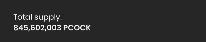 A dark graphic displays "Total supply: 845,602,003 PCOOK," highlighting the current circulating token supply that the accompanying post aims to reduce through buyback-and-burn mechanisms funded by protocol fees and cross-chain liquidity deployment.