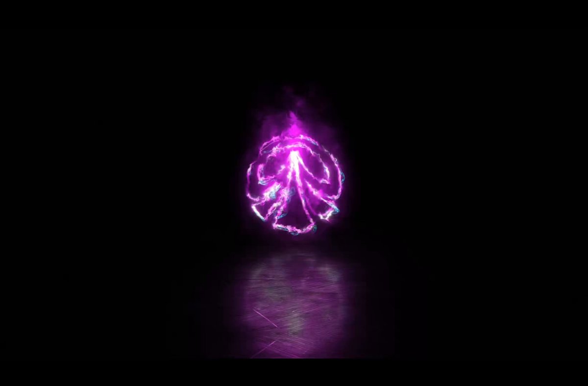 The image features a purple glow coming from an object that appears to be a ball of fire or light. The background is black, which contrasts with the vibrant purple color of the glowing object. There are no texts or other objects present in the image.