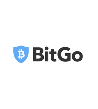 The BitGo logo displayed on a white background, featuring a blue shield icon with a Bitcoin symbol and bold dark text reading 'BitGo'.