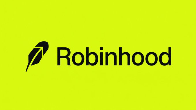 The image displays the Robinhood logo—a stylized black feather icon alongside the word "Robinhood" in bold black text—set against a vibrant yellow-green background. It relates to the accompanying post about identifying undervalued projects within the Robinhood ecosystem or investment portfolio.