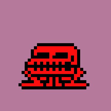 A pixelated red arcade invader character stands against a mauve background, evoking a retro gaming aesthetic. The blocky red sprite mirrors the caption's "I’m building a squad" by referencing the iconic aliens from the classic game Space Invaders, which players must assemble an army of.