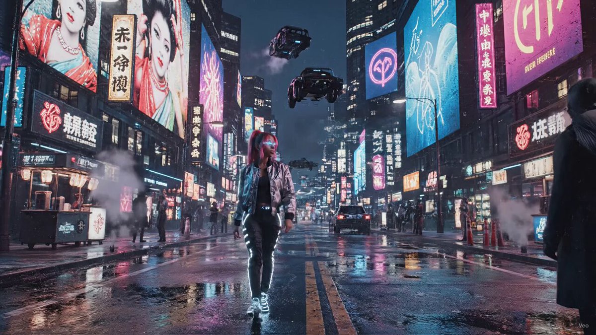 The image shows a woman walking down a city street at night, surrounded by neon lights from various shops and buildings. There are also several cars driving through the area, adding to the bustling atmosphere of the scene. The photo has been edited with a focus on maximizing screen time, as it is titled "@sleepagotchi" and "@gefam". This suggests that the image may have been altered or manipulated for promotional purposes, possibly to emphasize the importance of staying engaged online.