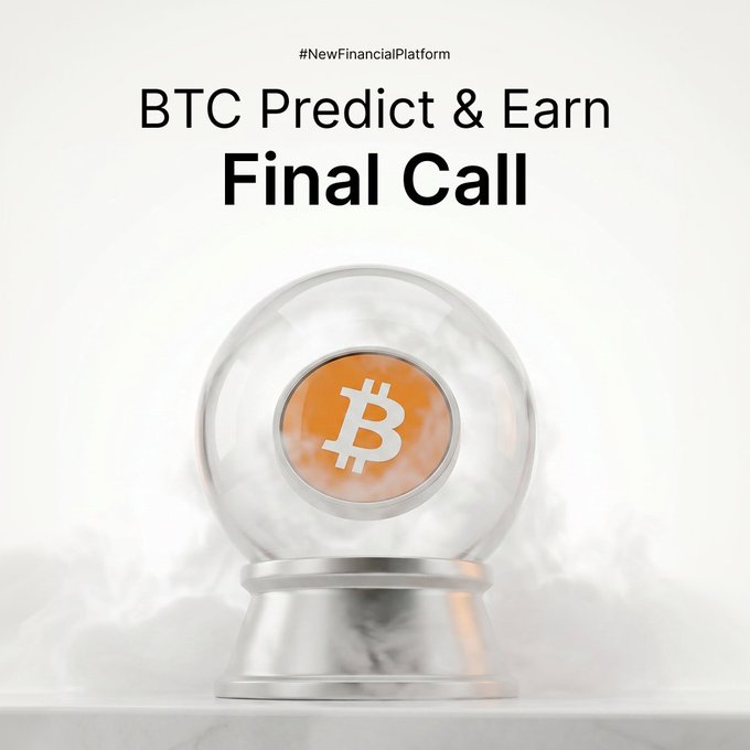 The image features a glass globe with an orange Bitcoin symbol, which appears to be a crystal ball or a snow globe. The text "BTC Predict & Earn Final Call" is written above the globe, indicating that this challenge has ended three days ago. The challenge was designed for people to predict the future value of Bitcoin and earn money based on their predictions. The post suggests that participants should submit their predictions, and if they are correct, they will receive a share of the 1,000 US dollar prize pool.