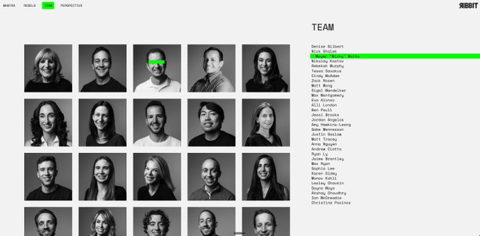 A website team page titled 'TEAM' showing a grid of headshot photos of various people in black and white, with a list of names on the right side.