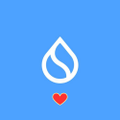 A minimalist logo featuring a white water droplet with a small red heart inside, set against a light blue background. The image visually ties to the post by representing $SUI, as "Sui" means water in Japanese, making the droplet a fitting emblem for the announcement.