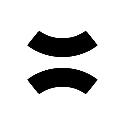 Two black curved shapes resembling inward-facing crescents or opposing arcs are centered on a white canvas, with no visible text or numbers in the image itself; the shape does not directly illustrate the post's content about early crypto investors profiting from a rugged $Zec token.